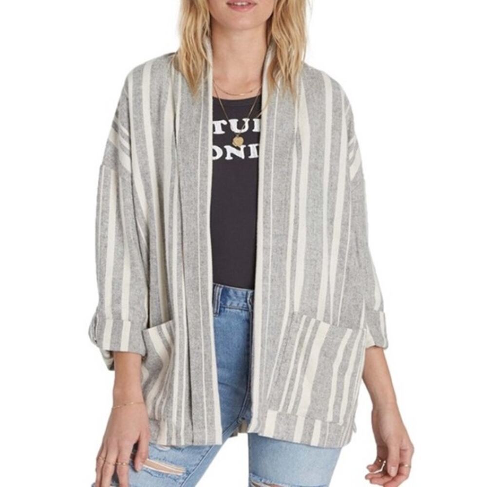 Billabong Live Out Loud Striped Open Front Blazer Jacket Size Small